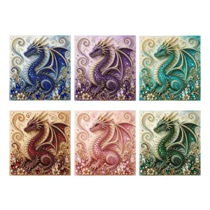 5D Diamant Malerei Drache Set Kristall Strass Kunst Wanddekoration 6er Set