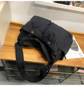 Ιαπωνική ρετρό casual τσάντα ώμου από καμβά για άνδρες, μεγάλη καθημερινή τσάντα φοιτητή.