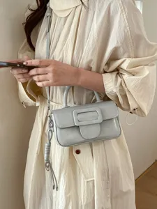 Chic womens crossbody bag small top handle handbag stylish retro square buckle design