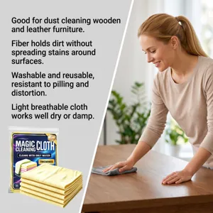 Microvezel schoonmaakdoek voor keuken en meubels, zacht absorberend en herbruikbaar.