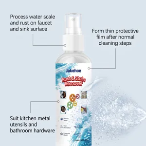 Vue détaillée du spray éliminateur de rouille et de taches de 120ml pour cuisine et salle de bain.