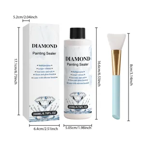 Diamond painting sealer kit with silicone brush 200ml clear glue protector art craft