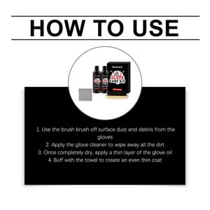 Détail des instructions d'utilisation du kit d'entretien de gant de baseball nettoyage et huile
