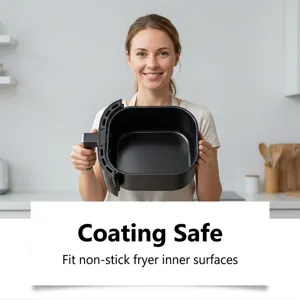 Vue détaillée du panier de rechange pour friteuse à air, revêtement antiadhésif solide.