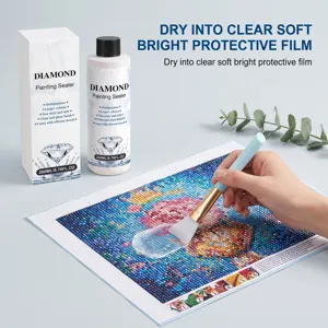 Diamond painting sealer 200ml with silicone brush for diamond art crafts glossy finish