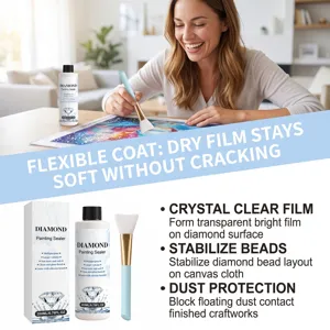 Detailed close-up view of diamond painting sealer kit with silicone brush for craft protection.