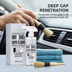 Multi-purpose cleaner kit with brushes and microfiber towels for car interior detailing clean