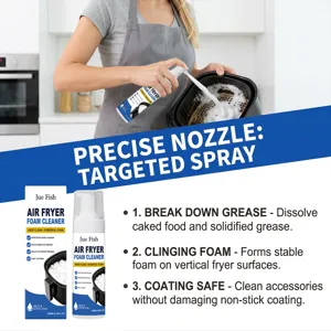 Nettoyant mousse pour friteuse sans huile jue fish 100ml, elimine la graisse et protege.