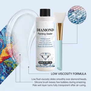 Diamond Painting Sealer with Silicone Brush 200ml Clear Gloss Glue Protector Art Tool Kit