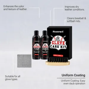 Kit d'entretien pour gant de baseball HozoneX avec nettoyant huile brosse chiffon cuir.