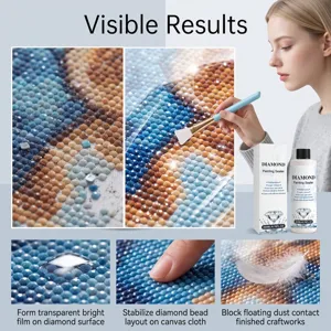 Diamond painting sealer 200ml with brush, glossy finish protect diamond art sparkling.
