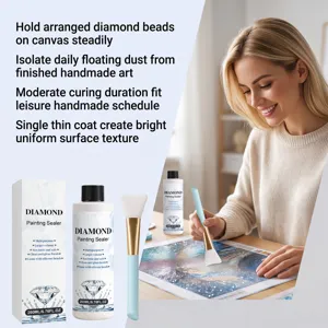 Diamond painting sealer with silicone brush, 200ml clear protective coating for diamond art.