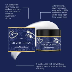 Crème nettoyante pour argenterie, élimine le ternissement et restaure l'éclat. 50g.