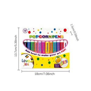 Lot de 12 stylos pop-corn 3D stylos de peinture gonflables pour loisirs creatifs enfants