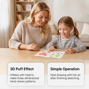 Vue détaillée d'enfants profitant du dessin au stylo 3D bouffant DIY avec effet thermique.