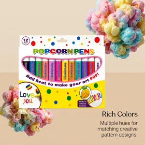 Stylo popcorn 12 pcs 3D gonflable peinture DIY loisirs creatifs papeterie pour ecole enfants.