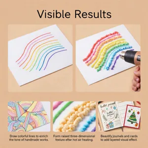 Vue détaillée du stylo pop-corn DIY montrant l'effet de texture gonflée 3D et l'application artisanale.