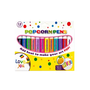 Kit de 12 stylos pop-corn magiques gonflés 3D marqueurs de peinture DIY art pour enfants