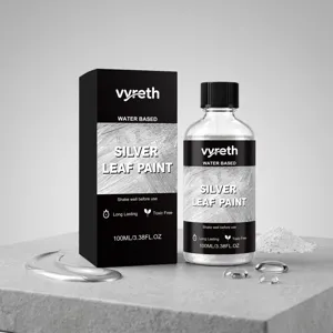 vyreth 100ml water based silver leaf paint for metal ceramic repair and home decor crafts