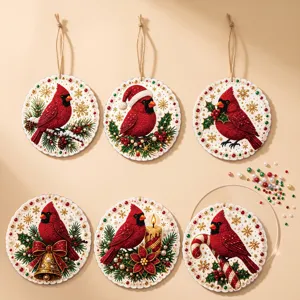 DIY Acrylic Cardinal Diamond Painting Pendant Christmas Hanging Ornament Home Decor Handmade Craft Gift