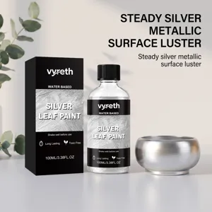 Vyreth 100ml silver leaf paint for metal and ceramic restoration with brilliant metallic luster.