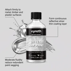 Water based silver leaf paint for metal and wood surfaces, 100ml metallic coating finish