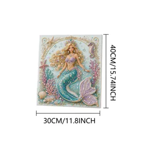 DIY ocean mermaid pearl diamond painting handmade creative decor wall art for home 40x30cm