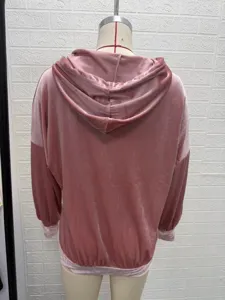 Solid color velvet hooded long sleeve casual cardigan outerwear for women autumn winter
