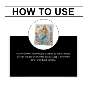Detail view of the ocean mermaid diamond painting instruction guide showing proper framing.
