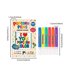 Popcorn pennen set 6 stuks DIY 3D opgeblazen verf magische markeerstiften knutselen 60ml