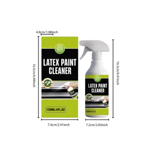 Détail du nettoyant pour peinture latex montrant les dimensions et le flacon de 120ml.