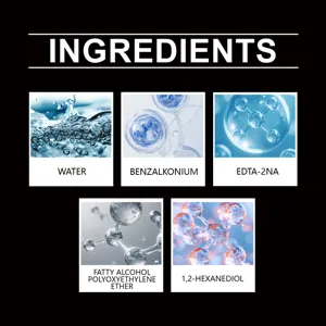 Détail des ingrédients du nettoyant anti-tartre montrant l'eau et les molécules actives.