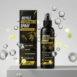 Reflecterende spray voor fietshelmen en uitrusting om de zichtbaarheid 's nachts te verbeteren.