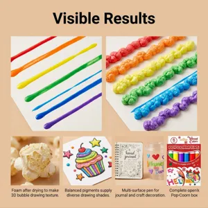3D Popcorn Pens puff paint set for kids DIY crafts colorful puffy drawing art markers new