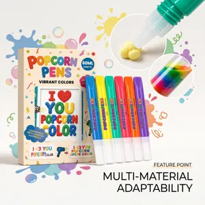 Set van 6 popcorn pennen opblaasbaar 3D heldere kleuren DIY handwerk tekening marker tool.