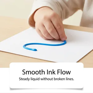Close-up of 3d puffy paint creating smooth blue lines on paper for creative art crafts.