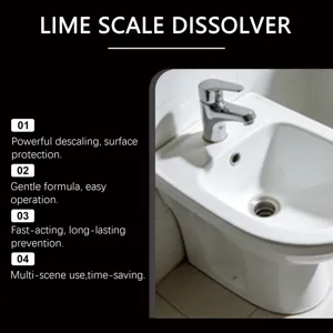 Dissolvant de calcaire puissant pour robinets de salle de bains, lavabos et surfaces émaillées.