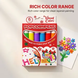 6-pack popcorn pens 3D puffy paint pens for kids DIY colorful drawing creative craft art