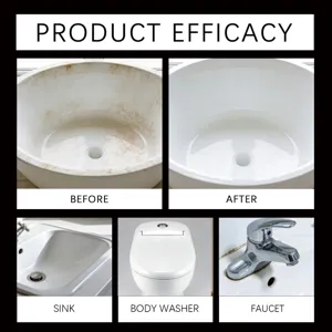 Detail d efficacite du nettoyant anti calcaire salle de bains avant apres sur lavabo robinet.