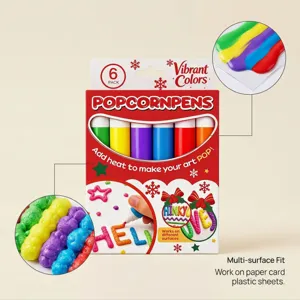 Popcorn pens detail showing 3D puffy magic painting effect and multi-surface creative DIY art.