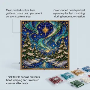DIY diamond painting kit with winter aurora and Christmas tree design for home decor