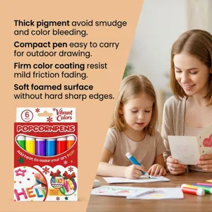 Detail view of 3d popcorn pens set showing vibrant colors and creative DIY crafting scene.