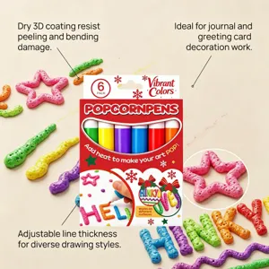 Popcorn pens set 3d puffy paint DIY craft magical drawing pens vibrant color supplies