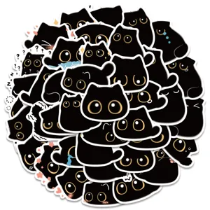 Jolis autocollants chat noir étanches imperméables pack pour ordinateur portable guitare 40pc