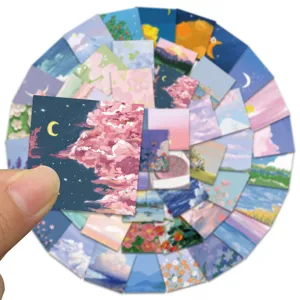 56 pz adesivi pittura ad olio paesaggio retrò simpatici forniture per decorazione