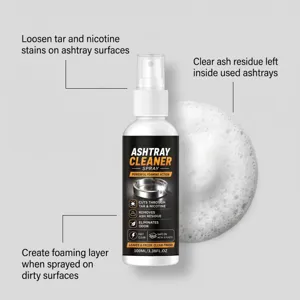Spray nettoyant pour cendrier 100ml à action moussante élimine goudron, nicotine et odeurs.