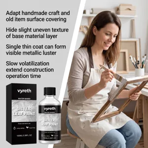 Silver leaf paint water based metallic luster coating for DIY craft furniture renovation