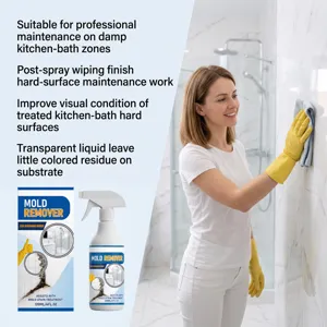 Détail de spray anti-moisissure, nettoie efficacement les surfaces carrelées de salle de bain.