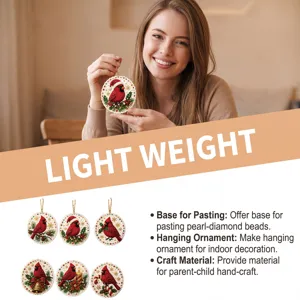 DIY Diamond Painting Cardinal Ornaments Pearl Bead Hanging Craft Kit for Indoor Decor