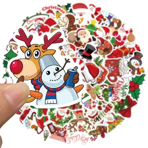 50pcs Christmas waterproof graffiti stickers set for laptop luggage water bottle holiday gifts